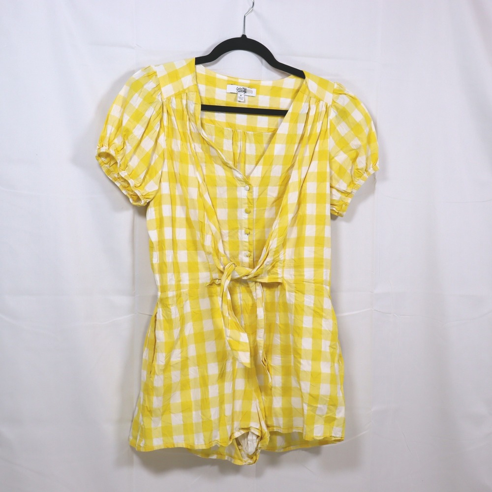 Color Me Courtney Keiki Romper 8 Yellow Womens Gingham Tie Front Picnic